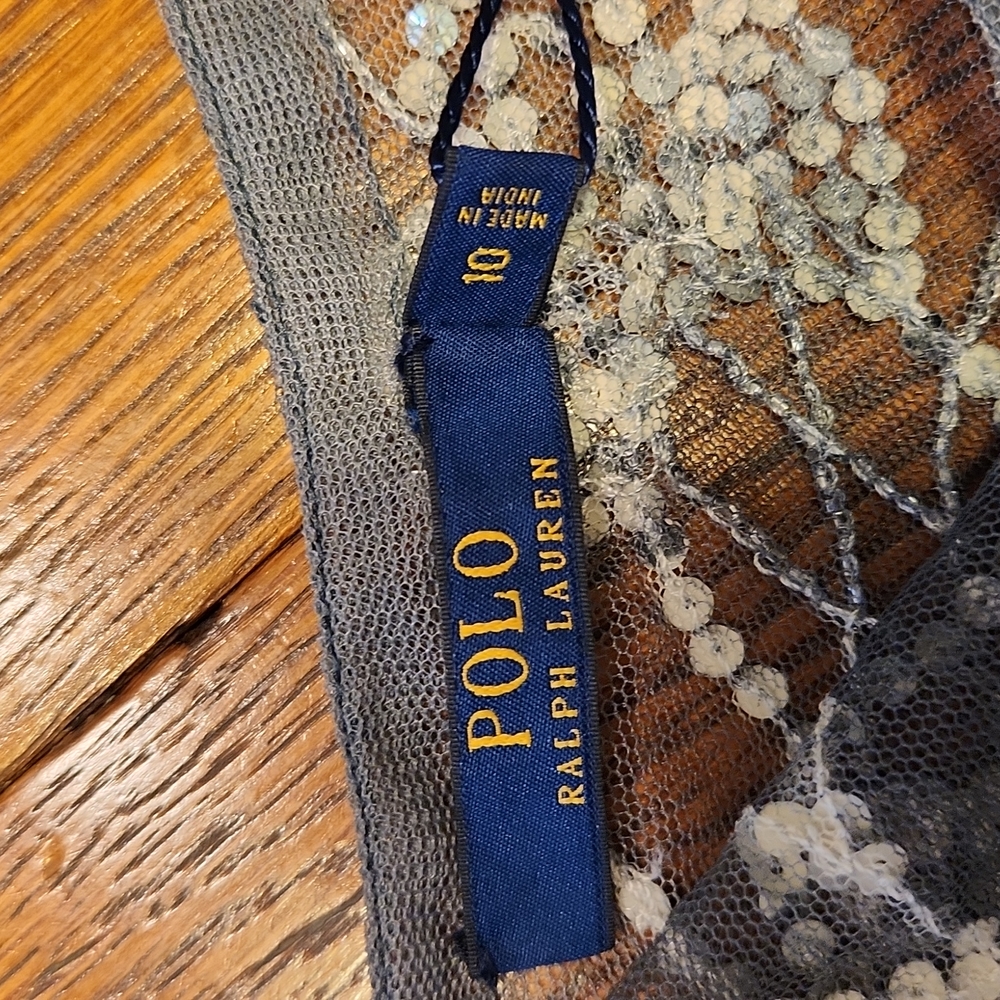 NWT STUNNING POLO RALPH LAUREN BLUE LABLE SHEER SEQUIN DRESS/ TUNIC - Picture 6 of 16